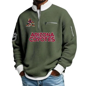 Arizona Coyotes Sweatshirt Waffle Knit Quarter-Zip Stand Collar 2026 Limited Personalize Name