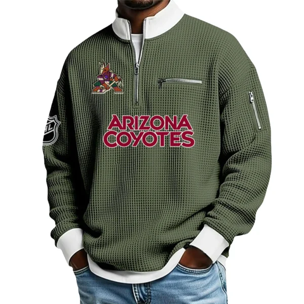 Arizona Coyotes Sweatshirt Waffle Knit Quarter-Zip Stand Collar 2026 Limited Personalize Name