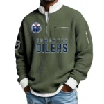 Edmonton Oilers Sweatshirt Waffle Knit Quarter-Zip Stand Collar 2026 Limited Personalize Name