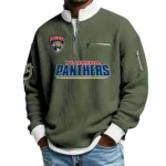 Florida Panthers Sweatshirt Waffle Knit Quarter-Zip Stand Collar 2026 Limited Personalize Name