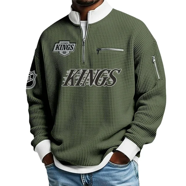 Los Angeles Kings Sweatshirt Waffle Knit Quarter-Zip Stand Collar 2026 Limited Personalize Name