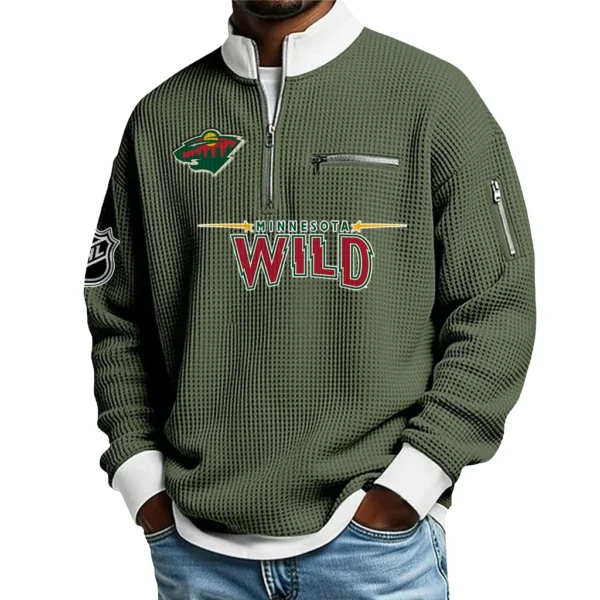 Minnesota Wild Sweatshirt Waffle Knit Quarter-Zip Stand Collar 2026 Limited Personalize Name