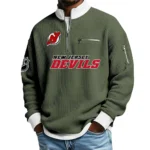 New Jersey Devils Sweatshirt Waffle Knit Quarter-Zip Stand Collar 2026 Limited Personalize Name