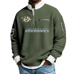 Nashville Predators Sweatshirt Waffle Knit Quarter-Zip Stand Collar 2026 Limited Personalize Name