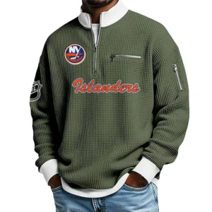 New York Islanders Sweatshirt Waffle Knit Quarter-Zip Stand Collar 2026 Limited Personalize Name