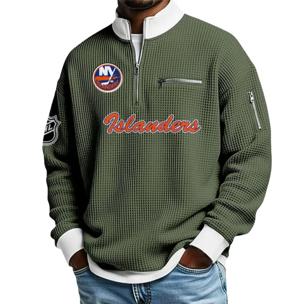 New York Islanders Sweatshirt Waffle Knit Quarter-Zip Stand Collar 2026 Limited Personalize Name