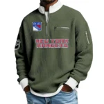 New York Rangers Sweatshirt Waffle Knit Quarter-Zip Stand Collar 2026 Limited Personalize Name