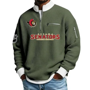 Ottawa Senators Sweatshirt Waffle Knit Quarter-Zip Stand Collar 2026 Limited Personalize Name