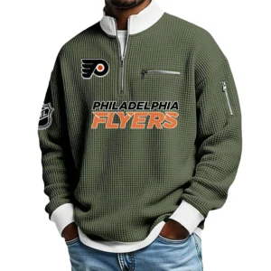 Philadelphia Flyers Sweatshirt Waffle Knit Quarter-Zip Stand Collar 2026 Limited Personalize Name