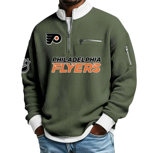 Philadelphia Flyers Sweatshirt Waffle Knit Quarter-Zip Stand Collar 2026 Limited Personalize Name