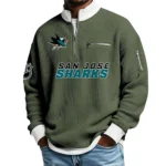 San Jose Sharks Sweatshirt Waffle Knit Quarter-Zip Stand Collar 2026 Limited Personalize Name