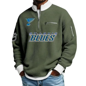 St. Louis Blues Sweatshirt Waffle Knit Quarter-Zip Stand Collar 2026 Limited Personalize Name