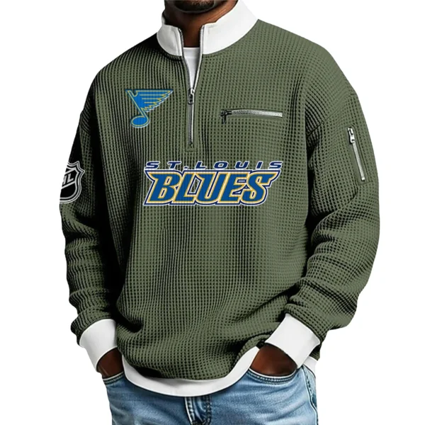 St. Louis Blues Sweatshirt Waffle Knit Quarter-Zip Stand Collar 2026 Limited Personalize Name