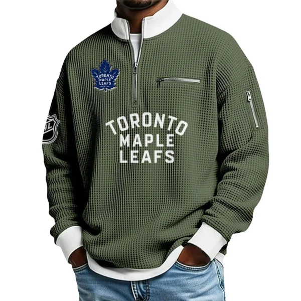 Toronto Maple Leafs Sweatshirt Waffle Knit Quarter-Zip Stand Collar 2026 Limited Personalize Name