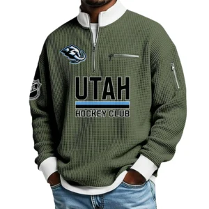 Utah Hockey Club Sweatshirt Waffle Knit Quarter-Zip Stand Collar 2026 Limited Personalize Name