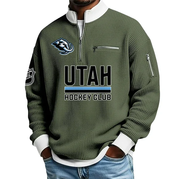 Utah Hockey Club Sweatshirt Waffle Knit Quarter-Zip Stand Collar 2026 Limited Personalize Name