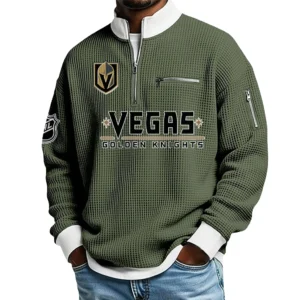 Vegas Golden Knights Sweatshirt Waffle Knit Quarter-Zip Stand Collar 2026 Limited Personalize Name