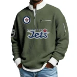 Winnipeg Jets Sweatshirt Waffle Knit Quarter-Zip Stand Collar 2026 Limited Personalize Name