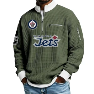 Winnipeg Jets Sweatshirt Waffle Knit Quarter-Zip Stand Collar 2026 Limited Personalize Name