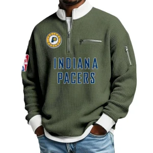 Indiana Pacers Quarter Zip Sweatshirt Men Waffle Knit Stand Collar Pullover Personalize Name