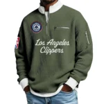 Los Angeles Clippers Quarter Zip Sweatshirt Men Waffle Knit Stand Collar Pullover Personalize Name