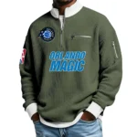 Orlando Magic Quarter Zip Sweatshirt Men Waffle Knit Stand Collar Pullover Personalize Name
