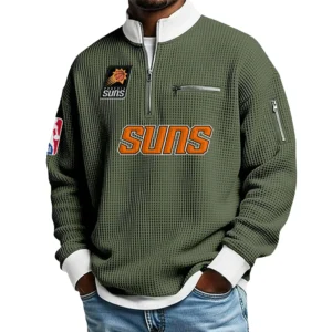Phoenix Suns Quarter Zip Sweatshirt Men Waffle Knit Stand Collar Pullover Personalize Name