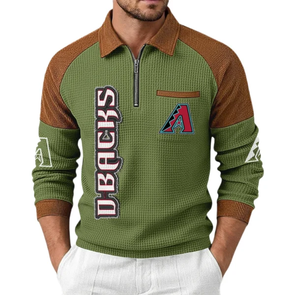 Arizona Diamondbacks Men Waffle Knit Contrast Color Quarter-Zip Pullover