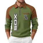 Chicago White Sox Men Waffle Knit Contrast Color Quarter-Zip Pullover