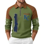 Kansas City Royals Men Waffle Knit Contrast Color Quarter-Zip Pullover