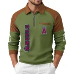 Los Angeles Angels Men Waffle Knit Contrast Color Quarter-Zip Pullover