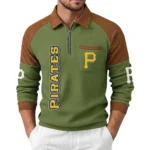 Pittsburgh Pirates Men Waffle Knit Contrast Color Quarter-Zip Pullover