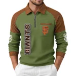 San Francisco Giants Men Waffle Knit Contrast Color Quarter-Zip Pullover