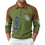 Tampa Bay Rays Men Waffle Knit Contrast Color Quarter-Zip Pullover