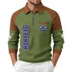 Charlotte Hornets Men’s Half Zip Pullover Waffle Knit Contrast Color