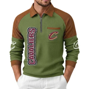 Cleveland Cavaliers Men’s Half Zip Pullover Waffle Knit Contrast Color