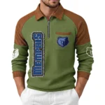 Memphis Grizzlies Men’s Half Zip Pullover Waffle Knit Contrast Color