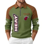 Miami Heat Men’s Half Zip Pullover Waffle Knit Contrast Color