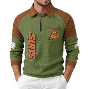 Phoenix Suns Men’s Half Zip Pullover Waffle Knit Contrast Color