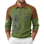 San Antonio Spurs Men’s Half Zip Pullover Waffle Knit Contrast Color