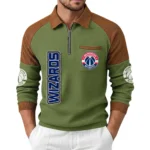 Washington Wizards Men’s Half Zip Pullover Waffle Knit Contrast Color