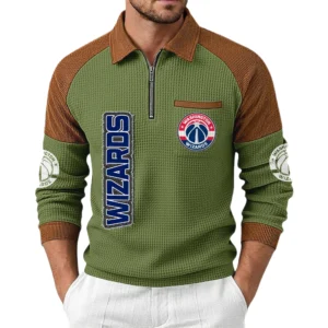 Washington Wizards Men’s Half Zip Pullover Waffle Knit Contrast Color