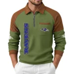 Baltimore Ravens Men's Waffle Knit Contrast Color Half Zip Pullover