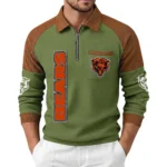 Chicago Bears Men's Waffle Knit Contrast Color Half Zip Pullover