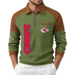 Kansas City Chiefs Men's Waffle Knit Contrast Color Half Zip Pullover