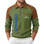 Los Angeles Chargers Men's Waffle Knit Contrast Color Half Zip Pullover