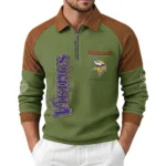 Minnesota Vikings Men's Waffle Knit Contrast Color Half Zip Pullover