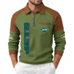 New York Jets Men's Waffle Knit Contrast Color Half Zip Pullover