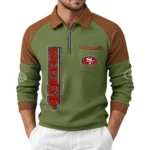 San Francisco 49ers Men's Waffle Knit Contrast Color Half Zip Pullover