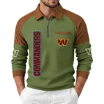 Washington Commanders Men's Waffle Knit Contrast Color Half Zip Pullover